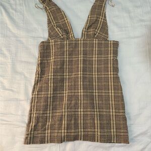 Zara Beige and Black Checkered Dress